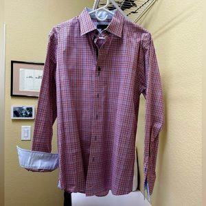 Blu by Polifroni men’s shirt with contrasting lined cuffs. Size L